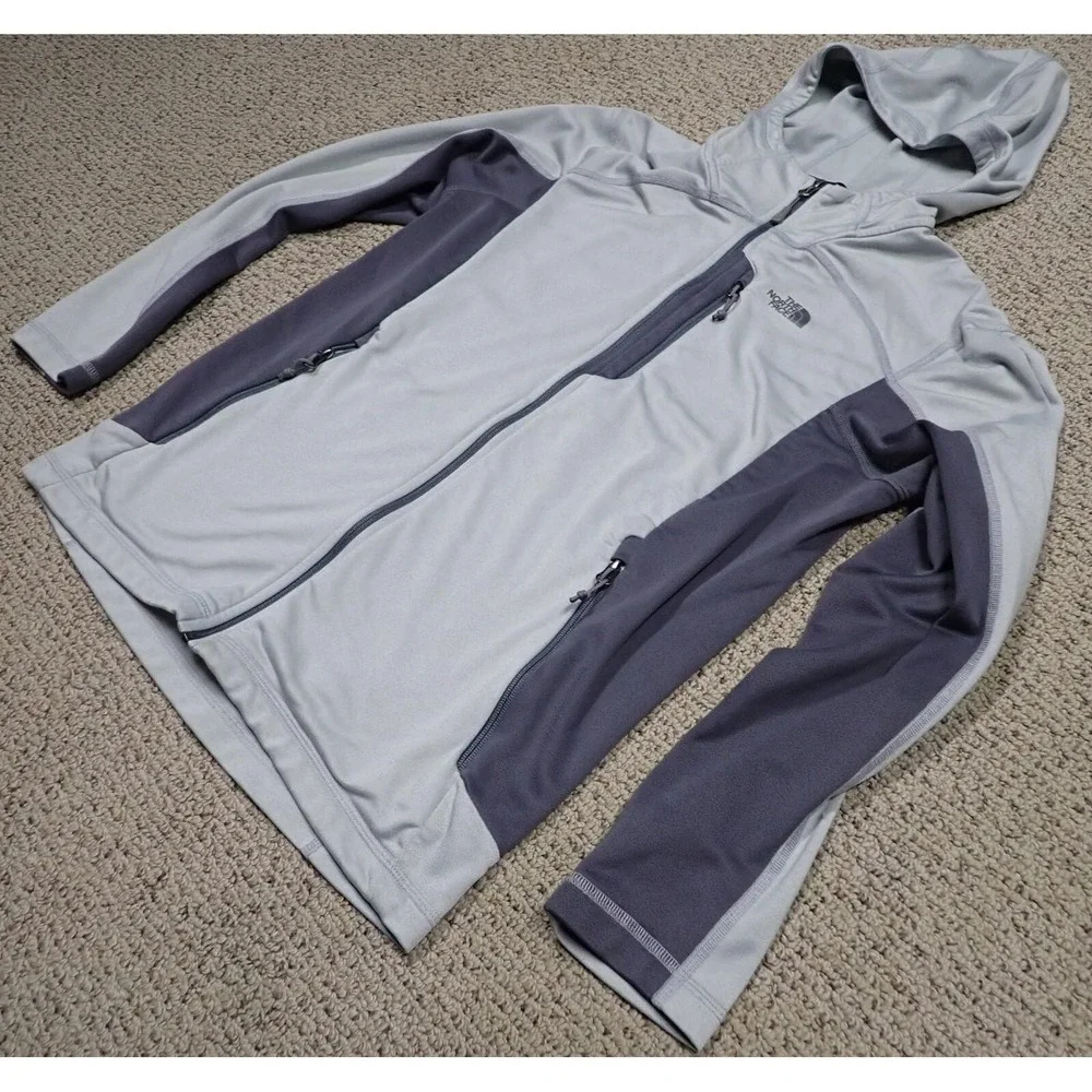 The North Face Fleece Hoodie Mens‎ Medium Grey Excellent Full Zip Jacket Pocket
